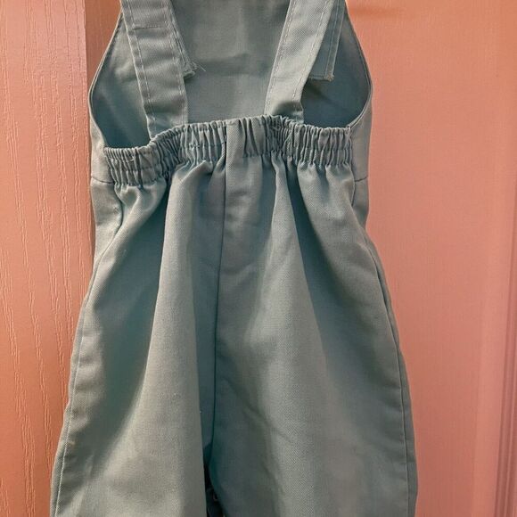 Vintage Health Tex Baby Chick Embroidered Overalls Aqua Green Size 9 Months - Picture 11 of 13